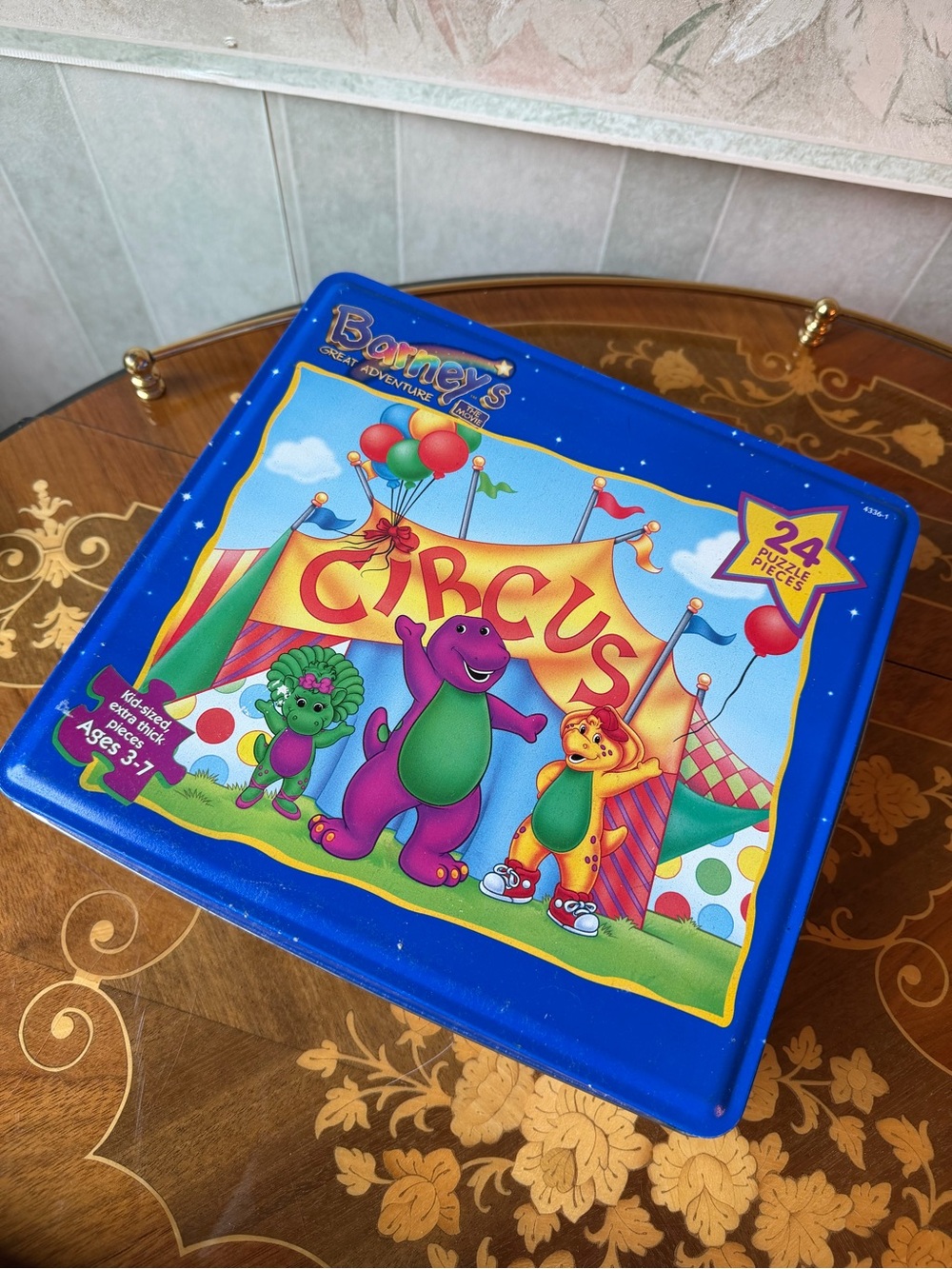 Vintage Barney Circus 24 Piece Puzzle Metal Tin